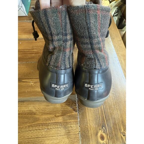 SPERRY Saltwater Wool Plaid Duck Winter Boots Waterproof Snow STS87717 - Picture 3 of 8
